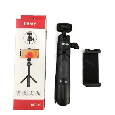 Picture of Jmary MT-19 Mini Selfie Stick with Tripod Stand (Coming with Universal Mobile Phone Holder) Compatible with Phones, Microphone, Action Camera & DSLR - Black