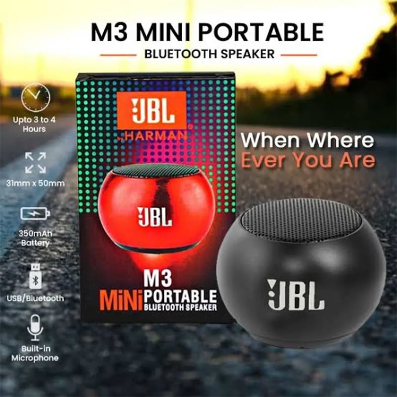 Picture of M3 Mini Portable Speaker Wireless Bluetooth Speaker - Bluetooth Speaker TWS- Multi Color - Multicolour