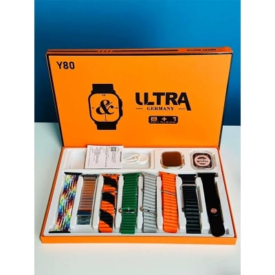 Picture of Y80 Ultra PREMIUM Edition ( Straps--8+1 cover ) Smart Watch "8" Straps 2.02" Display Waterproof Bluetooth Calling Pedometer Heart Rate Blood Pressure Sleep Sports Watch Series 8 Bt Call wit Care Game By Gadget -X - Y80 (Multicolor)