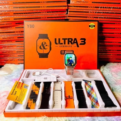 Picture of Y80 Ultra PREMIUM Edition ( Straps--8+1 cover ) Smart Watch "8" Straps 2.02" Display Waterproof Bluetooth Calling Pedometer Heart Rate Blood Pressure Sleep Sports Watch Series 8 Bt Call wit Care Game By Gadget -X - Y80 (Multicolor)