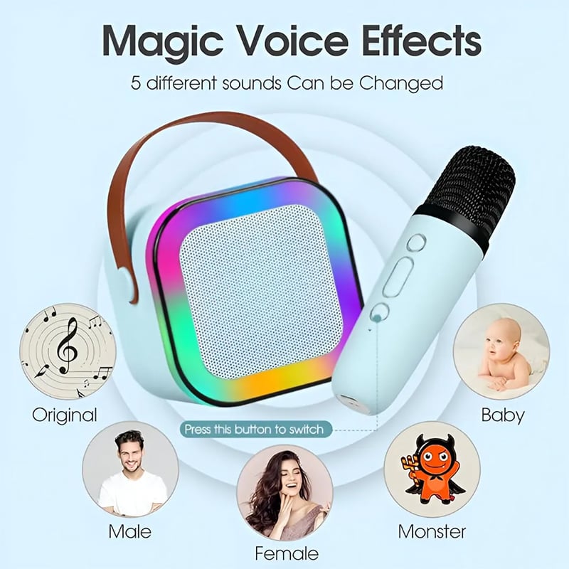 Picture of K12 Karaoke Machine Portable Bluetooth 5.3 PA Speaker With 1 Wireless Microphones Home Family Singing Children's Gifts -  (multicolour)