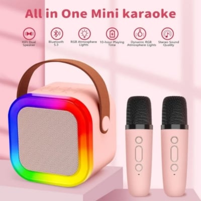 Picture of K12 Karaoke Machine Portable Bluetooth 5.3 PA Speaker With 1 Wireless Microphones Home Family Singing Children's Gifts -  (multicolour)