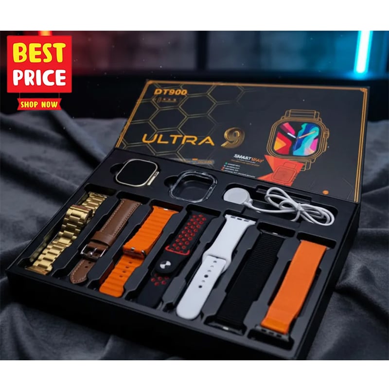 Picture of DT900 Ultra 9 Smart Watch (Strap 7+1 cover ) Smart Watch 2.06 inch Full HD Display Screen For Men & Women Whit Wireless Charger By Pucko Gadget - Multicolor