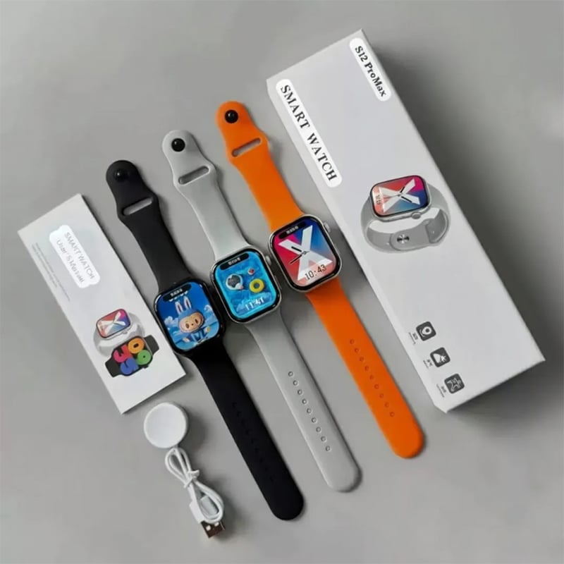 Picture of S12 Max Ferefit Smart Watch – Ultra 2.29" AMOLED | Updated Premium Model | NFC Access | Bluetooth Calling | Fast Wireless Charging | Fitness & Health Master - Black