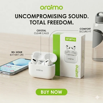 Picture of Oraimo Airpods Pro Wireless Bluetooth 5.0 Earbuds – TWS Earphones, earbuds, airpods pro - White