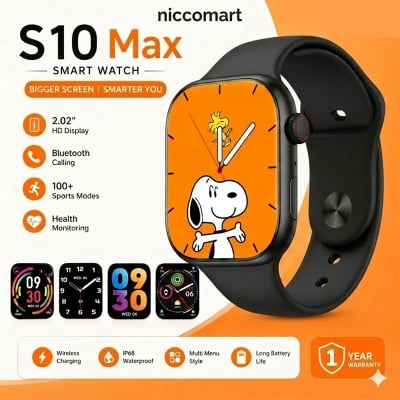 Picture of S10 Max Laxasfit Smart Watch 2.29 Inch AMOLED Display NFC Bluetooth Call Wireless Charging - Black