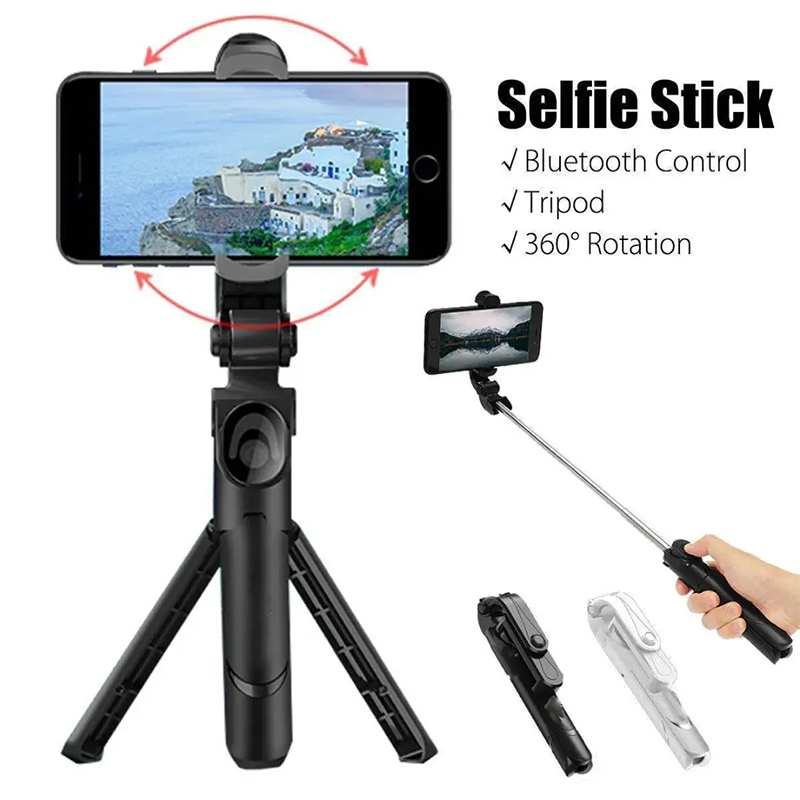 Picture of XT-02 Bluetooth Wireless Remote Selfie Stick Holder Extendable Foldable Handheld Monopod Selfie Stick with Tripod Stand - Black