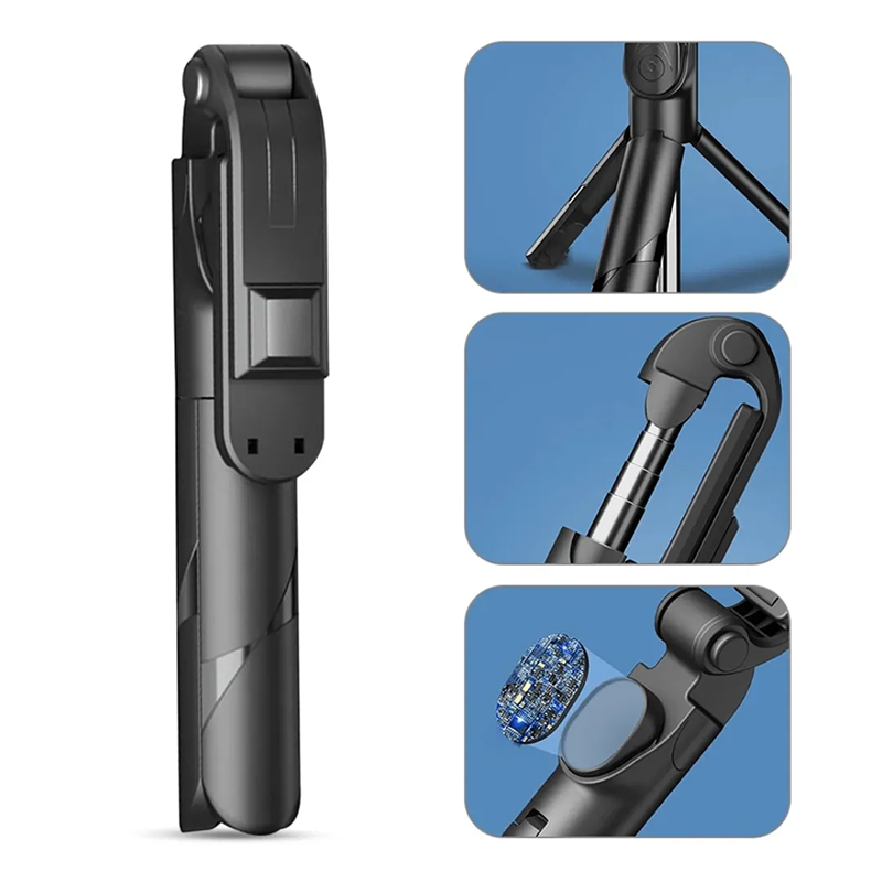 Picture of XT-02 Bluetooth Wireless Remote Selfie Stick Holder Extendable Foldable Handheld Monopod Selfie Stick with Tripod Stand - Black
