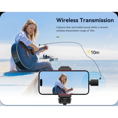 Picture of Ulanzi WM - 10 Wireless Clip - on Microphone for Smartphone or Tablet By Pucko Gadgets - Black