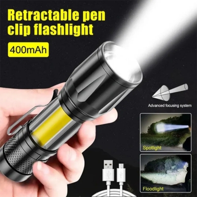 Picture of Rechargeable Led Flashlight Torch Lamp Geepas GP-009 - Black
