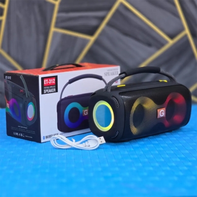 Picture of ET-312 RGB Party Speaker Double Horn Mini Outdoor Portable Wireless Bluetooth Rechargeable Speaker With Coloured Lights DJ Sound - Multicolor