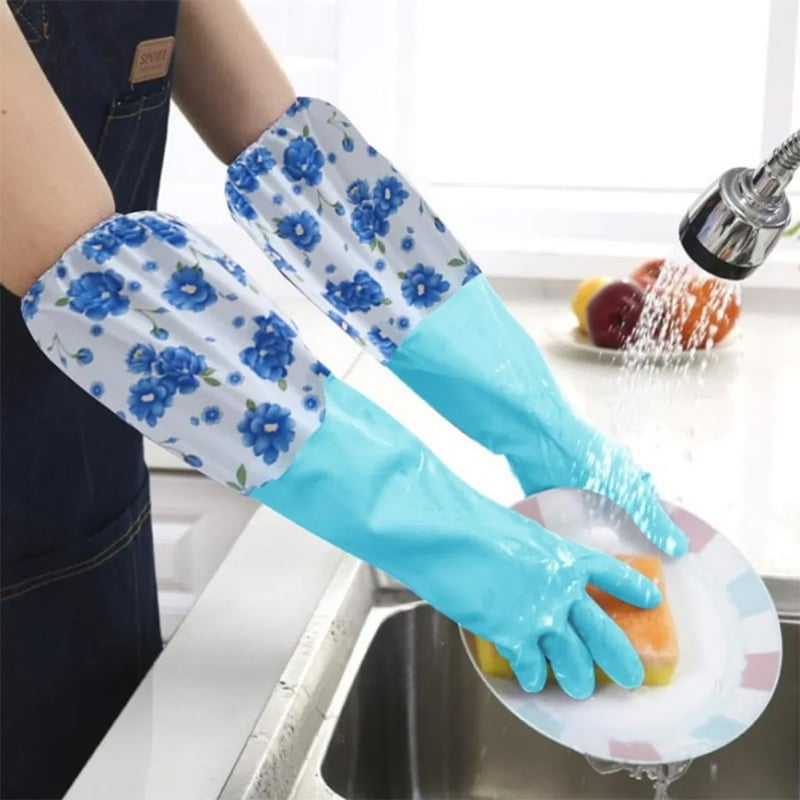 Picture of High Quality Multicolor Silicone Kitchen Hand Gloves for Dish Washing - 1 Pair - Multicolor