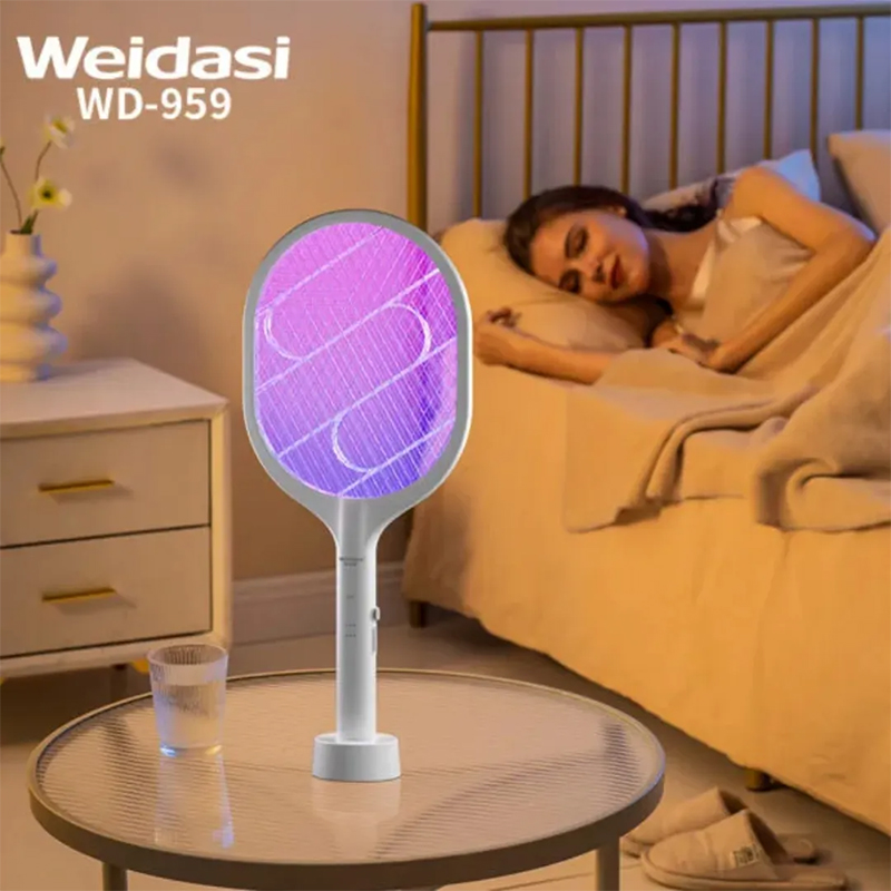 Picture of Weidasi WD-959/WD-980/WD-979 Mosquito Bat Rechargeable with Lure Light Insect bugs Lamp Stand Holder USB Charging Cable Included Electric Swatter Lithium Ion Battery WD 959 - WD-980