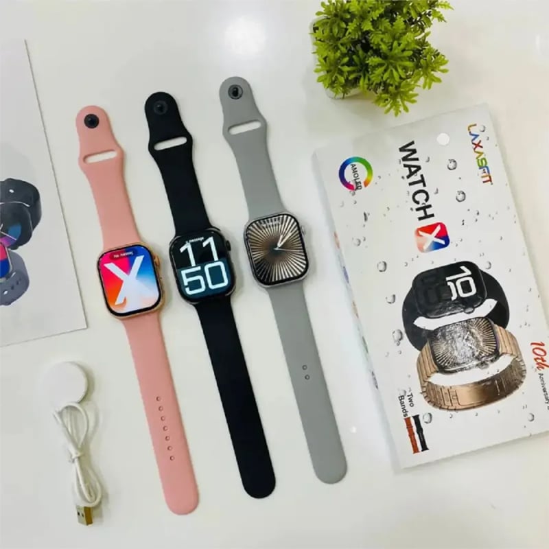 Picture of Laxasfit watch X series 10 Smart Watch for men And Women Bluetooth calling Full Touch Screen Digital smart Watch With 2 Straps Smartwatch For men - Black