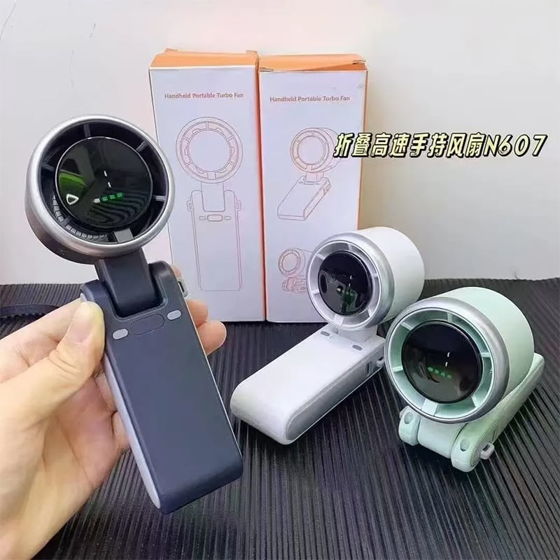 Picture of Portable Handheld Mini Turbo Fan USB Rechargeable Travel Neck Fan with 5 Speeds 3 IN 1-3600mah Foldable Personal Cooling Fan for Travel - Multicolor
