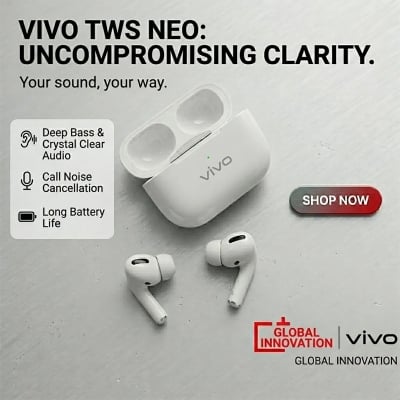 Picture of Vivo airpods Pro Wireless Earbuds Multitouch Function TWS Wireless Mini Air Buds Bluetooth 5.0 Earphones - White