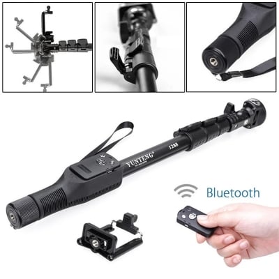 Picture of Yunteng YT-1288 Selfie Stick Monopod With Bluetooth Remote Control - Black - Black