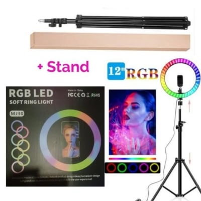 Picture of 12" RGB LED Soft Ring Light with Tripod Stand for Photography Makeup YouTube Video Shooting Selfie By Pucko gadgets - Multicolor