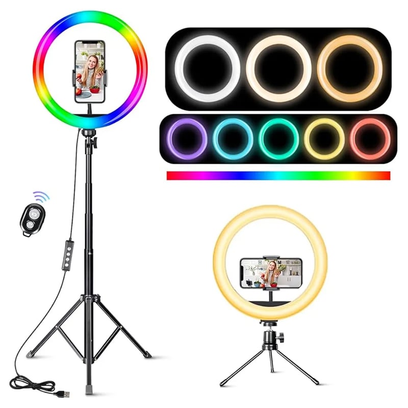 Picture of 12" RGB LED Soft Ring Light with Tripod Stand for Photography Makeup YouTube Video Shooting Selfie By Pucko gadgets - Multicolor