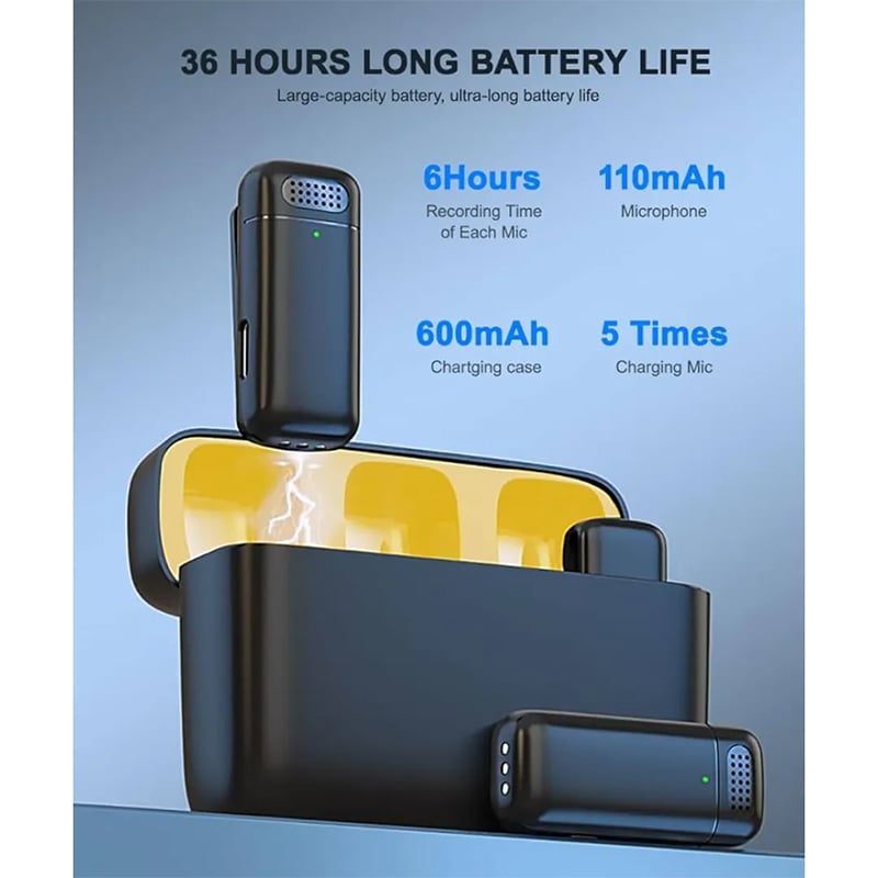 Picture of K6 New Wireless Lavalier Microphone Portable Audio Video Recording Mini Mic Live Broadcast Gaming Phone Mic By Pucko GADGETS - Black Type C