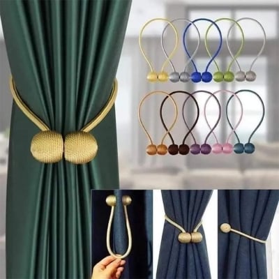 Picture of 2Pcs Magnet Curtains Buckles Modern Window Curtains Magnetic Tieback Holder Clips Holdbacks Curtain Strap Accessories - Multicolor