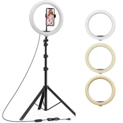 Picture of 10inch Ring Light Tripod Stand Studio Set for YouTube/Facebook Live Video/Tiktok Video - 7 Feet Long 200 Cm - Multicolor