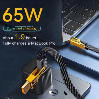 Picture of CASIFY CU05 65W 4 in 1 65W Fast Charging Cable USB To Type C PD Cable Fast Charger Mobile Phone Cable 65W Fast Charging Cable Type C to C Usb To C To iPhone Cable By Pucko Gadgets - Black