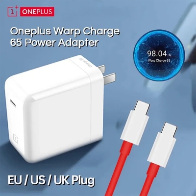 Picture of Oneplus Warp Charge 65 EU US UK Plug 65w Warp Charger Adapter Oneplus 8T 8 Pro 7t 7 6t Fast Charging Usbc To Usbc Cable - White