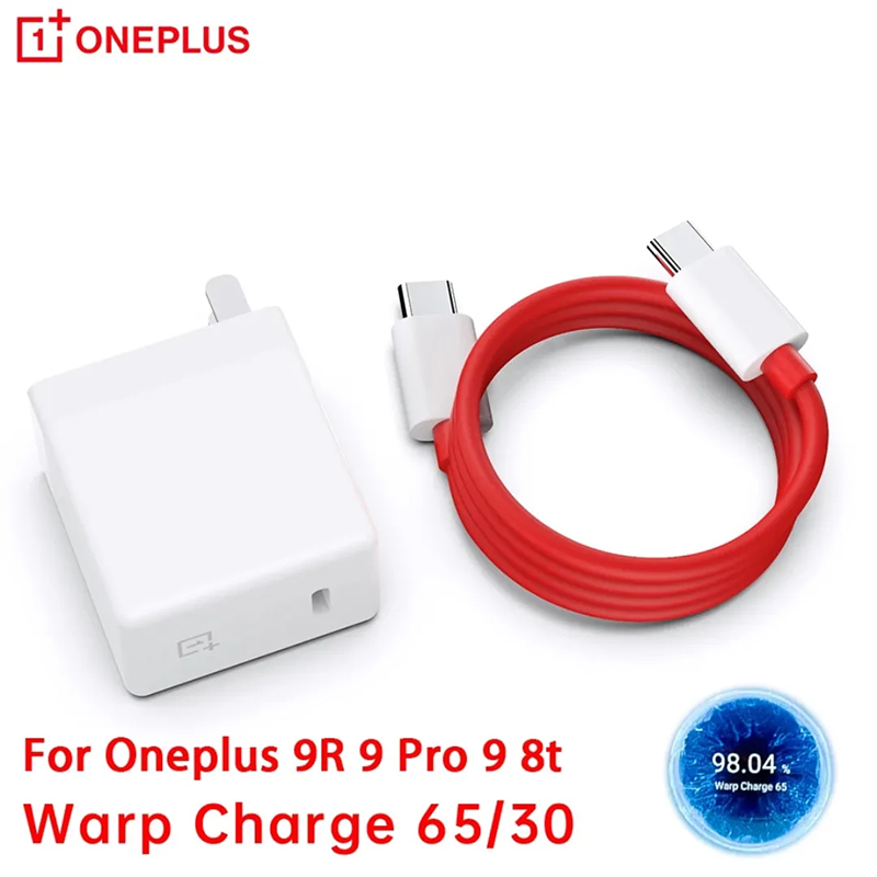 Picture of Oneplus Warp Charge 65 EU US UK Plug 65w Warp Charger Adapter Oneplus 8T 8 Pro 7t 7 6t Fast Charging Usbc To Usbc Cable - White