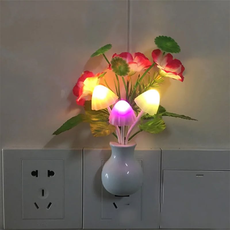 Picture of Plastic Lovato Mushroom Sensor LED Color Changing Wall Light Night Lamp Multicolor - Multicolor
