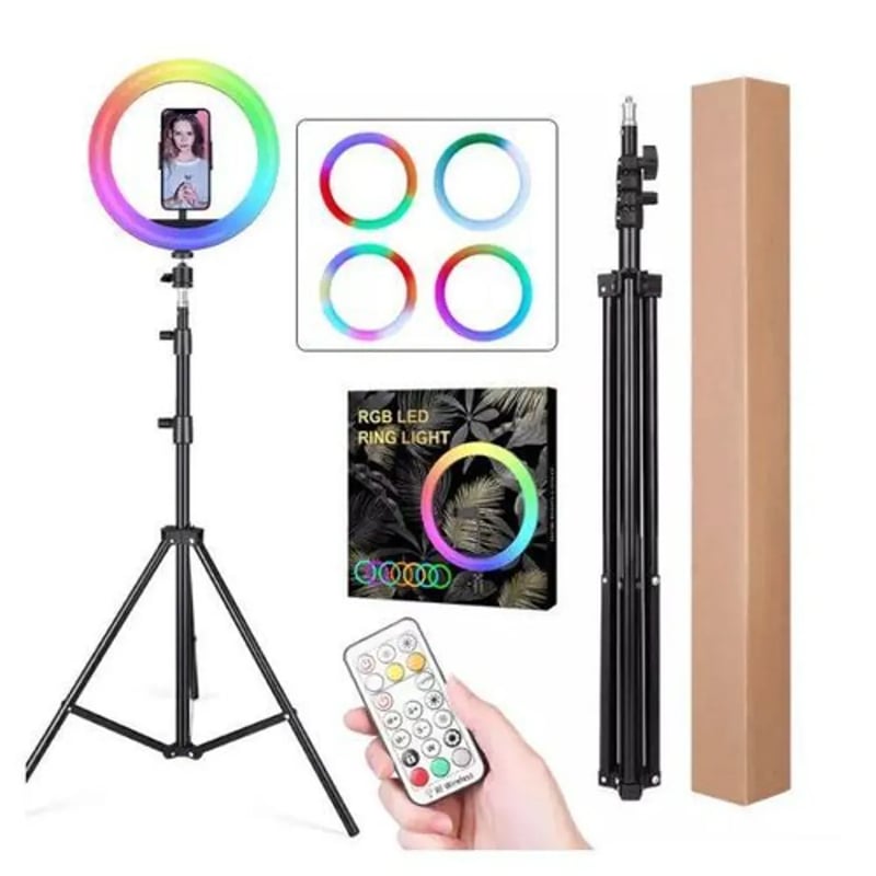 Picture of 10 inch RGB LED Soft Ring Light with Tripod Stand for Photography Makeup YouTube Video Shooting Selfie  By PUCKO GADGETS - Multicolor