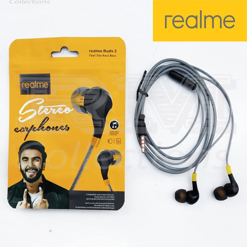 Picture of Realme Buds 2 Wired Earbud In-Ear Earphone With High Base Stereo Headphone - Black