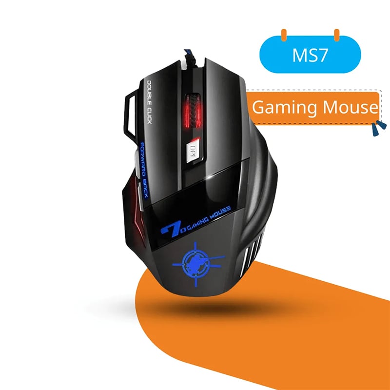 Picture of MS7 Gaming Mouse Wired Mouse Gamer Ergonomic Optical Mice For PC Laptop Games Quality 7 Buttons USB Computer - Multicolor