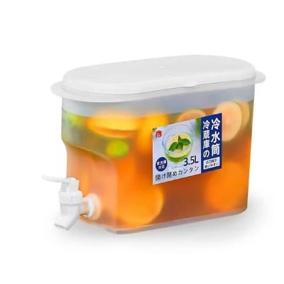 Picture of Plastic Water Dispenser Travel Water Juice Container Multi Use Leakproof Beverage Tank For Fresh Juice Storage & Serving, Campaign Juice Drinks Cocktail Jar - 1pcs (3.5 Ltr)-3.5 L