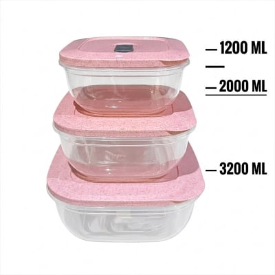 Picture of Food Storage Box Container Set Taj Royal Bati 3 Piece Set-Pink