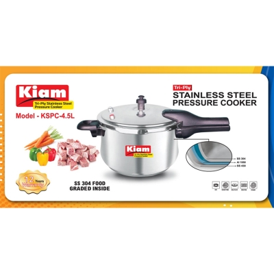 Picture of Kiam Stainless Steel Pressure Cooker 4.5 Ltr IB (induction bottom)-Multicolor