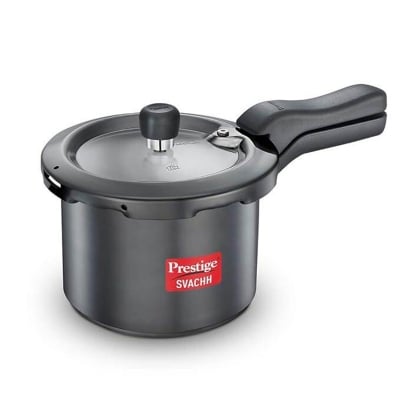 Picture of Prestige Svachh 3 Litre Outer Lid Pressure Cooker With Hard Anodized Aluminium Body (Black), 3 Liter - MPD20223-Black