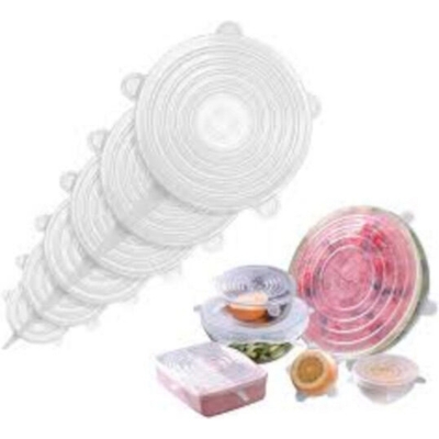 Picture of Silicone Stretch Lids, Reusable Plastic Wrap Alternative, 6-Pack Eco Friendly Food Storage Covers, Clear Color-Neutral