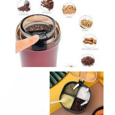 Picture of Buy 1 get Free - COMBO OFFER-Electric Grinder Indispensable - Opulence at Its Best - Multi-Functional ,4 In 1  Spice jar Storage Spice Containers With Serving Spoons - Organize Kitchen With This Versatile Condiment Jars Set-Multicolor