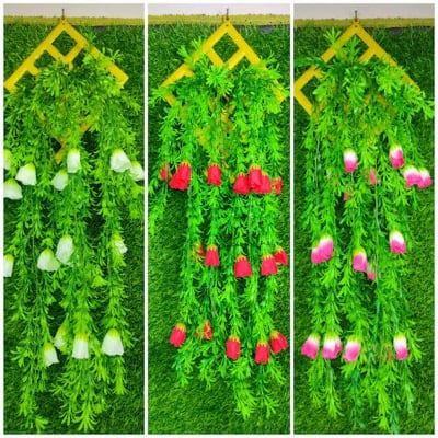 Picture of Wall Hanging Or Artificial Hanging Tob Grass With Flower-30Inc Long & 8 Lota - Home Decoration Item -1 set-Multicolor