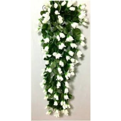 Picture of Artificial Hanging Flower for Indoor Home Office Wall Decoration white Rose Artificial Flower-Green