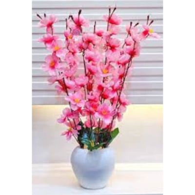 Picture of Artificial Cherry Blossom Flower In Plastic Vases --45Cm/16 inch for Home Decoration-Hotpink