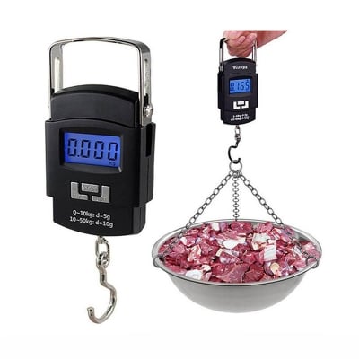 Picture of Digital Hanging Weight Scale, Portable Hanging Electronic Hook Scale-Black - Weight Machine Digital-Black