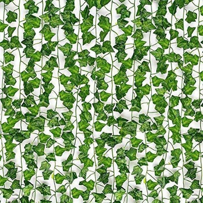 Picture of 12 Pcs Artificial Fake Ivy Leaves Greenery Garlands Hanging for Wedding Party Garden Wall Decoration-Green
