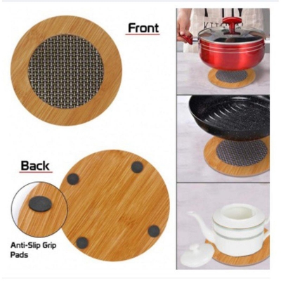 Picture of Dinning Table Mat/Wooden Nonslip Heat Pad For Kitchen - 2 pcs-Brown
