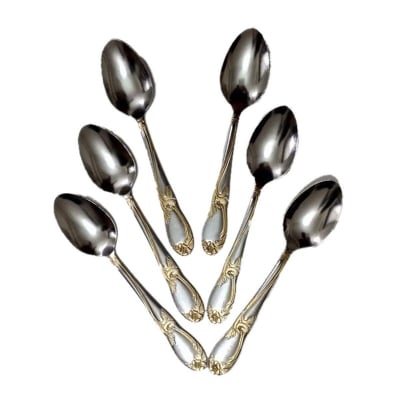 Picture of Stainless Steel Spoon Set - 6 Pcs Multi Design-SILVER