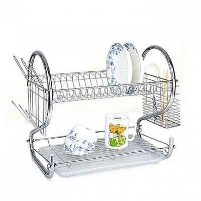 Picture of Double Layer Stainless Steel Dish Rack I 2 Tier Dish Drying Rack I-Silver