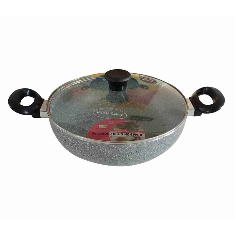 Picture of Kiam Marble Coated Karai With Glass Lid 24cm-Multicolor