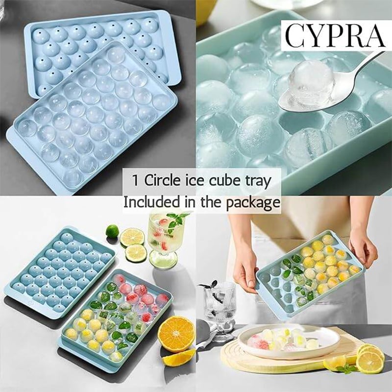 Picture of Ice Ball Tray, Cute Ice Tray,Ice Cube Case, Ice Cube Tray, Round, Easy to Remove, Freezer, Storage, Liquor Ice, Home Use, Lid Included, Durable, DIY Confectionery Tools, Kitchen Utensils-Prime Mall-Multicolor