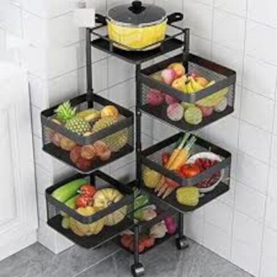 Picture of 5 Layer Kitchen Rack , Vegetable Rack , Kitchen Rack , Metal Rack-Multicolor